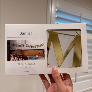 NIB Threshold Gold Merry Christmas banner sign